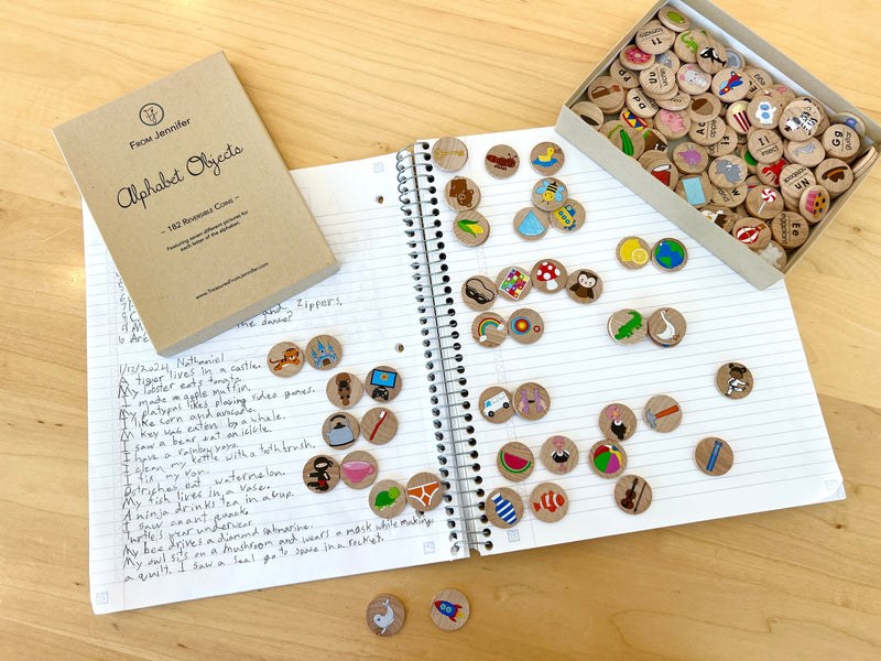 Writing Lessons with Alphabet Objects Coins